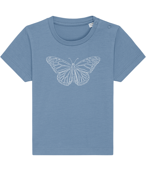 White Butterfly Baby Tee — Organic Cotton