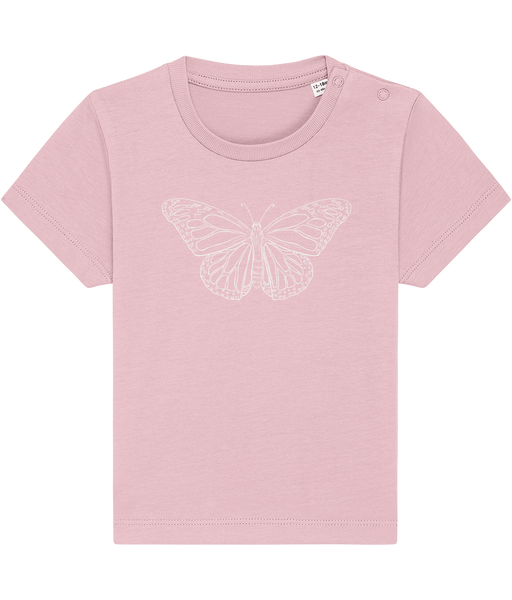 White Butterfly Baby Tee — Organic Cotton