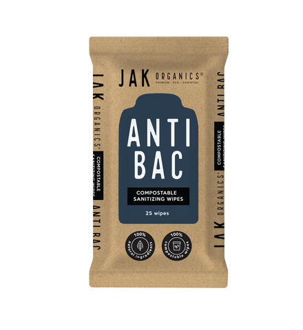 JAK Organics Antibacterial Compostable Sanitizing Wipes - 25 count