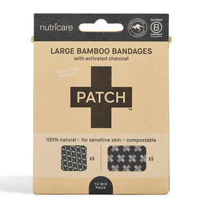 Patch Bamboo Bandages — Large Activated Charcoal Pack of 10