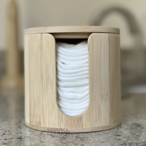 Bamboo Reusable Cotton Pads + Container