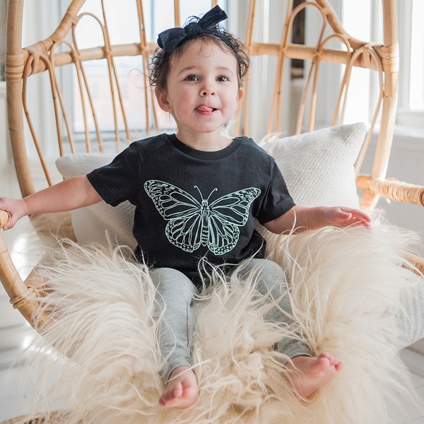 White Butterfly Baby Tee — Organic Cotton