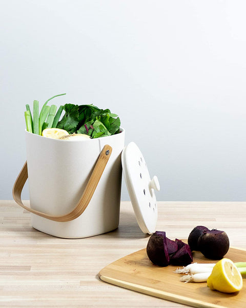 Bamboo Fiber Kitchen Compost Bin with Charcoal Filter