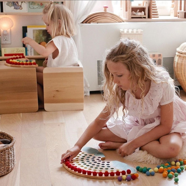 Montessori Wood Rainbow with Felt balls