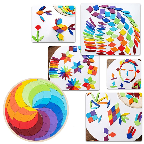 Eco-Play Wooden Color Spiral Mosaic Puzzle