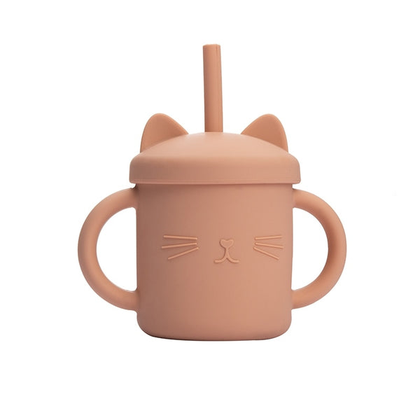 Cutie Kitty Silicone Cup With Straw
