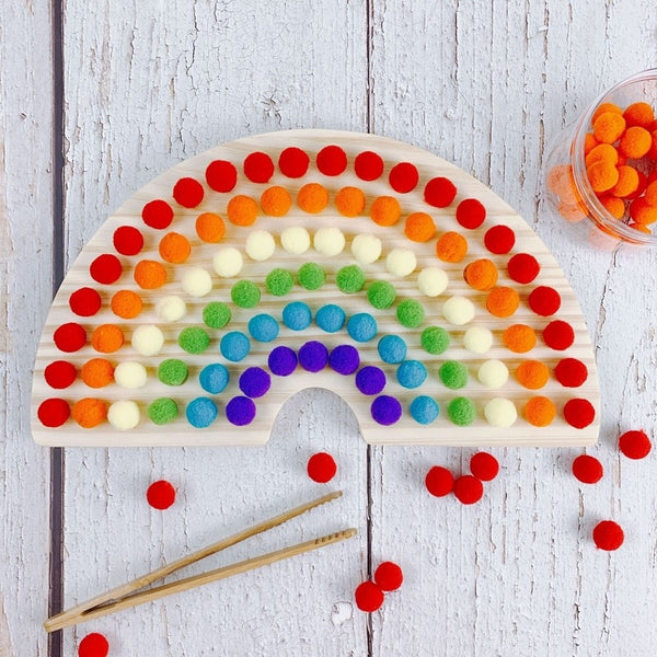 Montessori Wood Rainbow with Felt balls