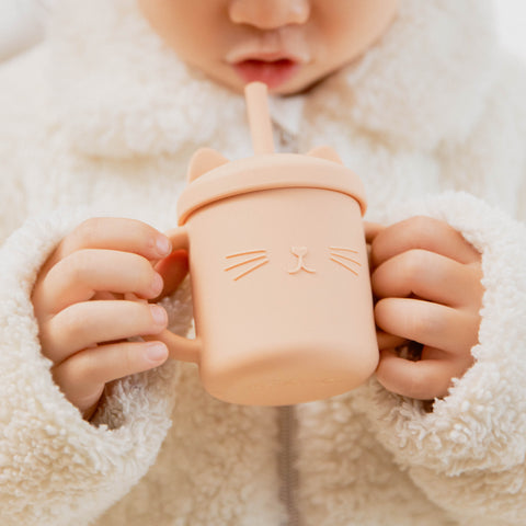 Cutie Kitty Silicone Cup With Straw