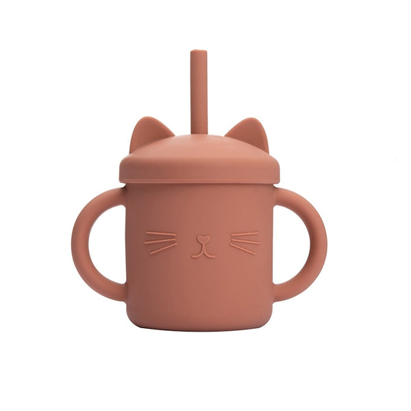 Cutie Kitty Silicone Cup With Straw