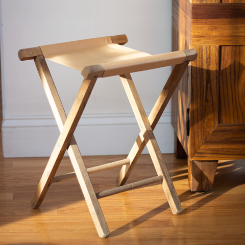 Reclaimed Camp Stool – Natural Leather Seat