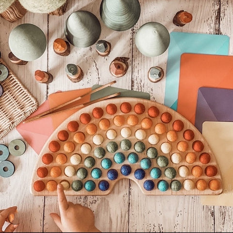 Montessori Wood Rainbow with Felt balls