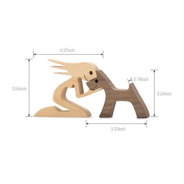 I Love My Dog Wood Sculpture — Handmade — Long Hair