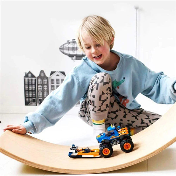 Natural Waldorf Wooden Balance Board for Kids