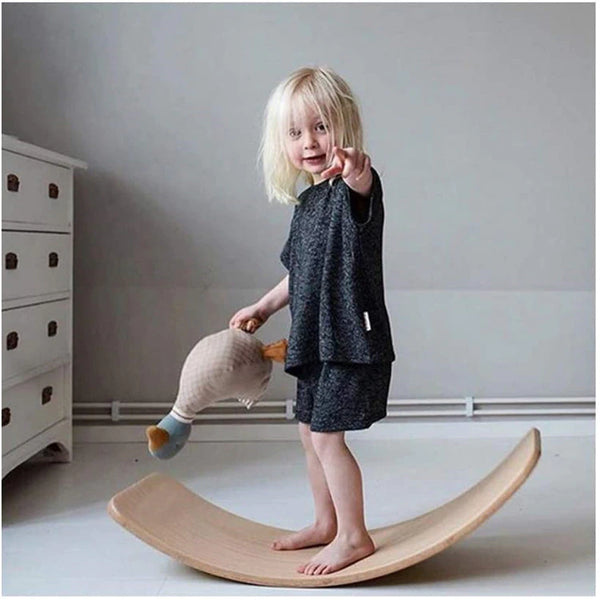 Natural Waldorf Wooden Balance Board for Kids