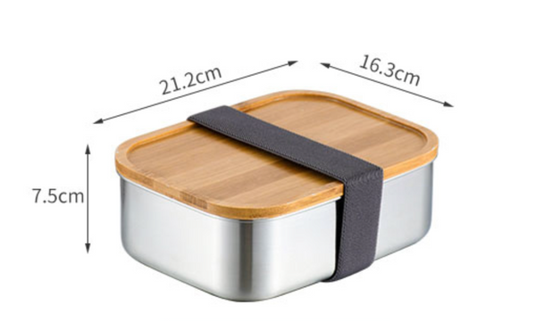 Stainless Steel Bento Box with Bamboo Cover