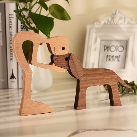 I Love My Dog Wood Scuplture — Handmade — with floppy ears