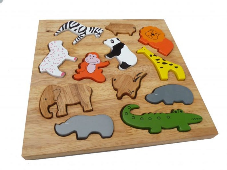 Wood Animal Play Set + Puzzle