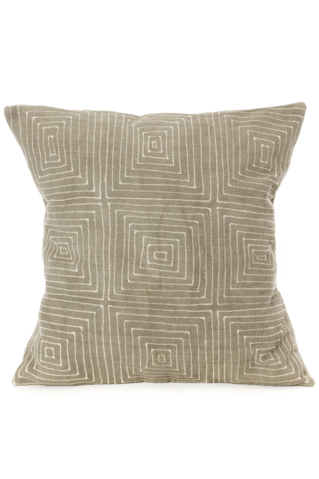 Warm Grey Segou Squares Organic Cotton Pillow Cover with optional insert