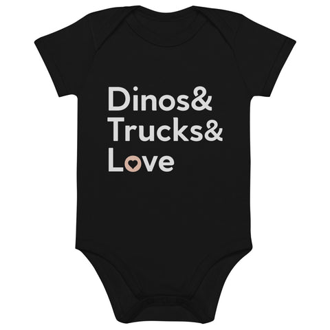 Dinos + Trucks Organic Cotton Baby Bodysuit