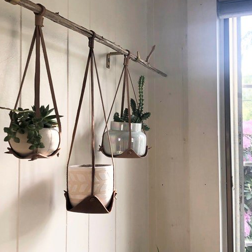 Repurposed Leather Plant Hanger