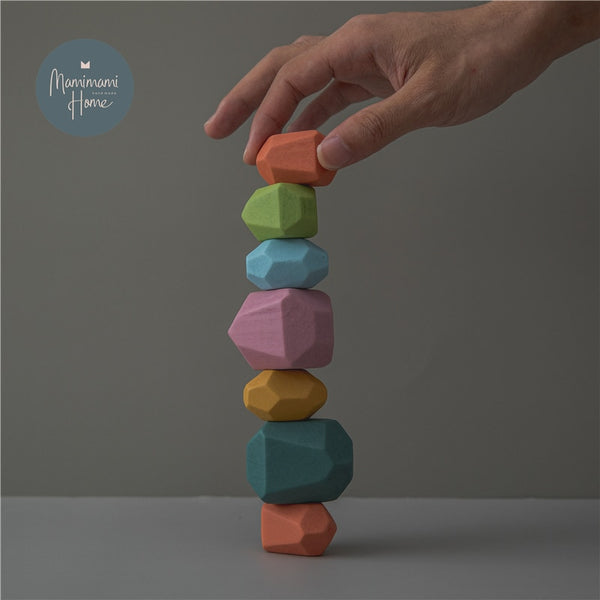 Wood Balancing Rock Blocks - Color
