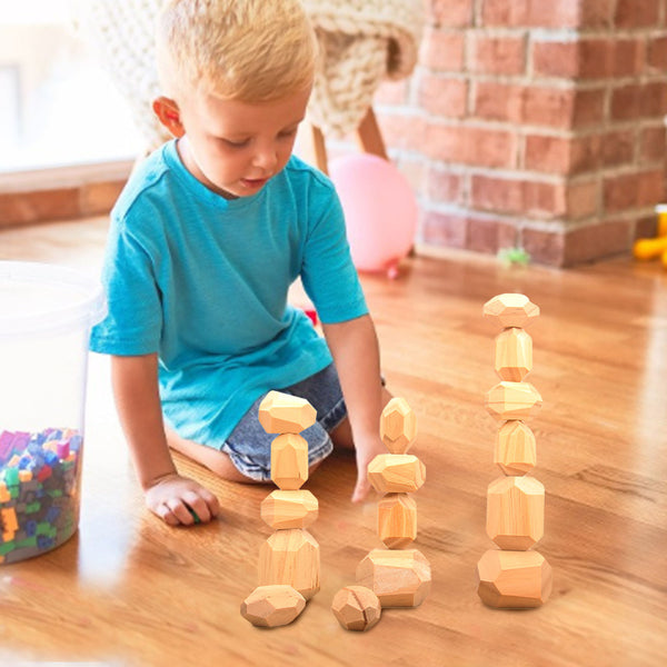 Wood Balancing Rock Blocks - Natural