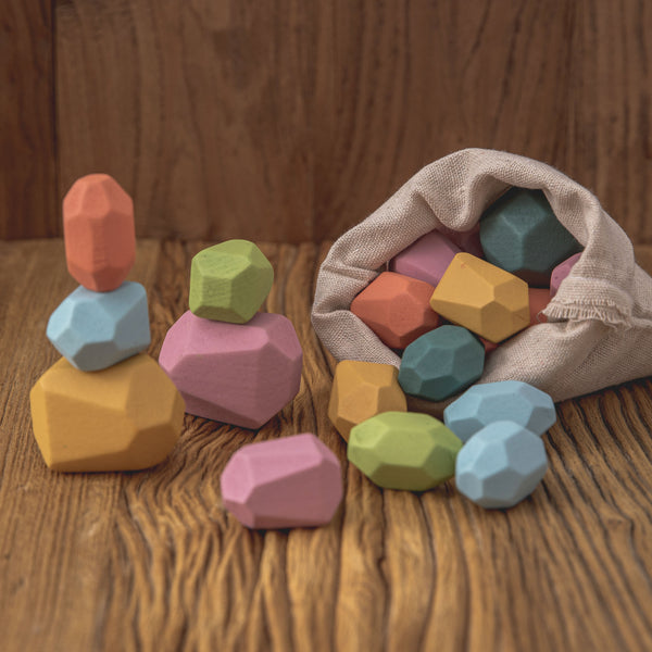 Wood Balancing Rock Blocks - Color