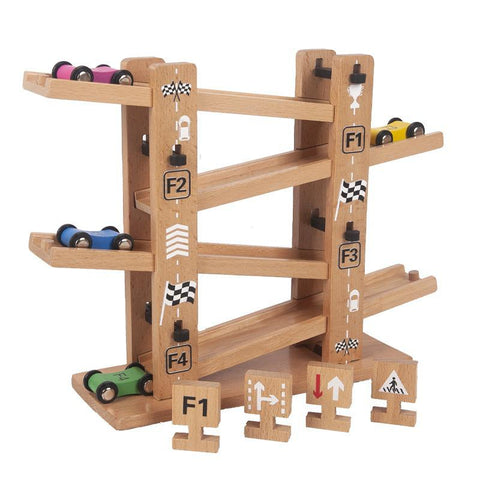 Wooden Race Track and Car Set