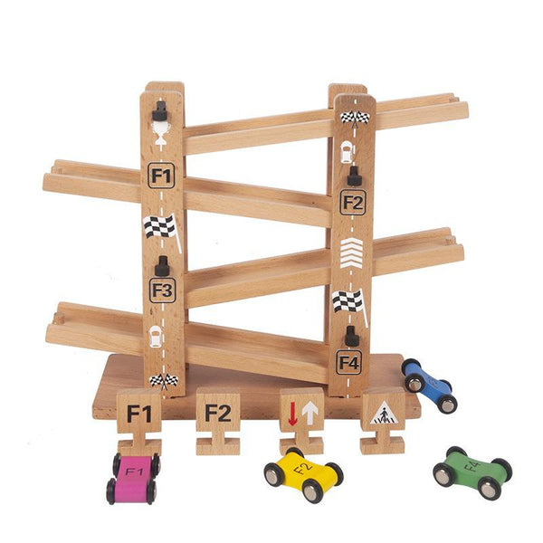 Wooden Race Track and Car Set