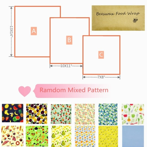 Organic Beeswax Food Wraps - Patterned
