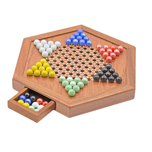 Classic Wooden Chinese Checkers and Glass Beads