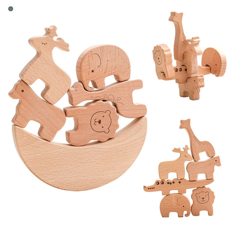 Wooden Animal Stacking Blocks