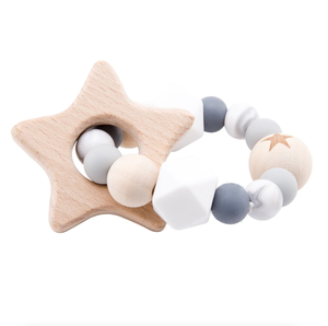 Eco-Baby Wood + Silicone Star Teething Ring